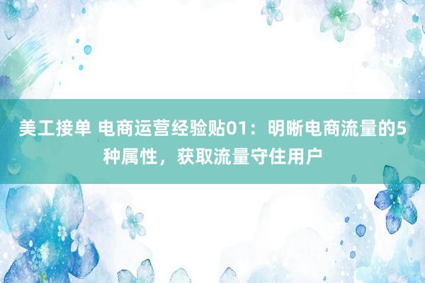 美工接单 电商运营经验贴01：明晰电商流量的5种属性，获取流量守住用户