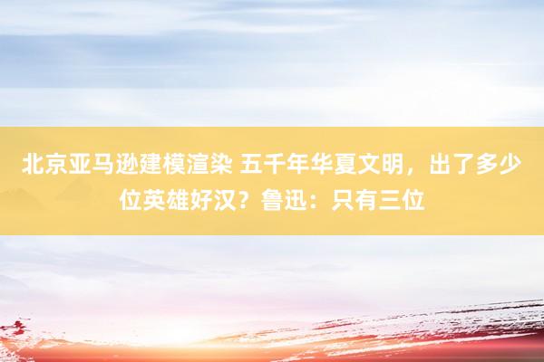 北京亚马逊建模渲染 五千年华夏文明，出了多少位英雄好汉？鲁迅：只有三位