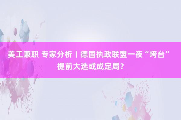 美工兼职 专家分析丨德国执政联盟一夜“垮台” 提前大选或成定局？